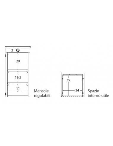 Flat warmer cabinet - N. 60 dishes - cm 42 x 46...