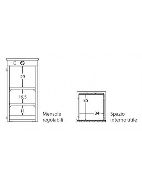 Flat warmer cabinet - N. 60 dishes - cm 42 x 46 x 94 h
