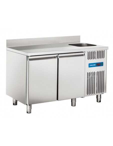 Mesa refrigerada - Lavello - Alzatina - N. 2 puertas - cm 132 x 70 x 95h