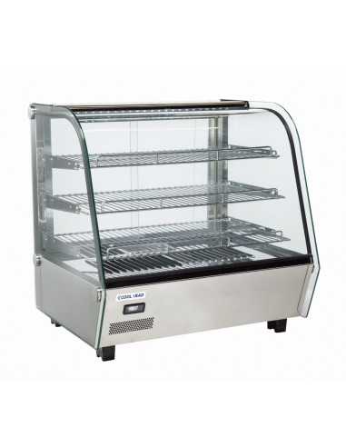 Hot showcase with 3 shelves and curved glass -...