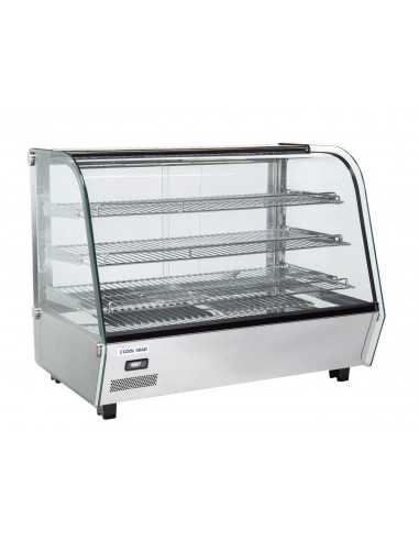 Hot showcase with 3 shelves and curved glass -...
