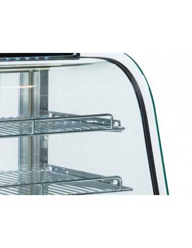 Hot showcase with 3 shelves and curved glass -...