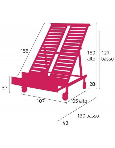 Espositore inclinato - Frontale estraibile - N. 10+2 cassette - cm 107 x 95 x 127/159h