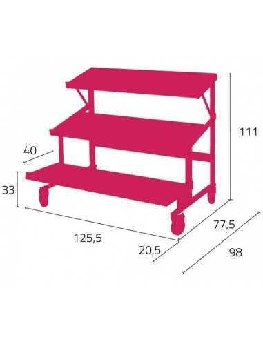 Display - N. 2 +1 tilted shelves - Wheels - cm...