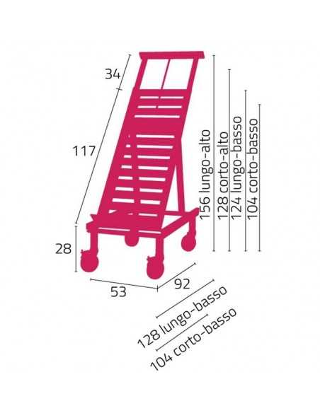 Espositore inclinato - Prolunga estensibile - N. 4+1 cassette - cm 53 x 128 x 104/156h