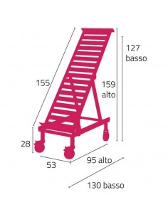 Inclined display - N. 5 cassettes - Wheels - cm 53 x 130... 2