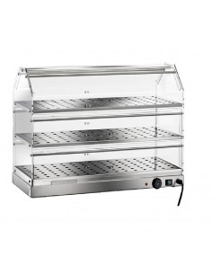Vetrina calda con 3 ripiani e antine in plexiglass - cm  80 x 35 x 55 h