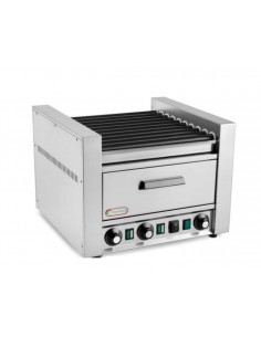 Sausage cooker with 6 rollers in stainless steel with hot drawer