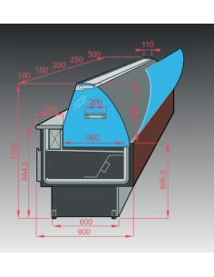 Food bank - Semi ventilated - Curved glass - cm 202 x 90... 2