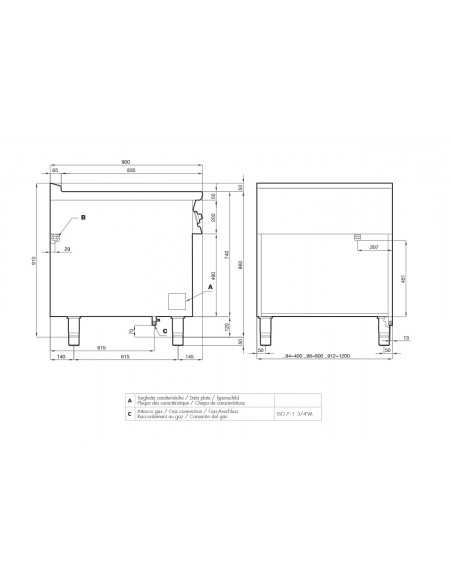 Paeller de gas - N. 1 fuego - cm 80 x 90 x 90 h