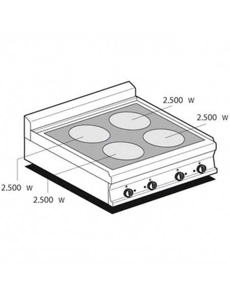 Cucina elettrica - N. 4 piastre - cm 80 x 70,5 x 28 h