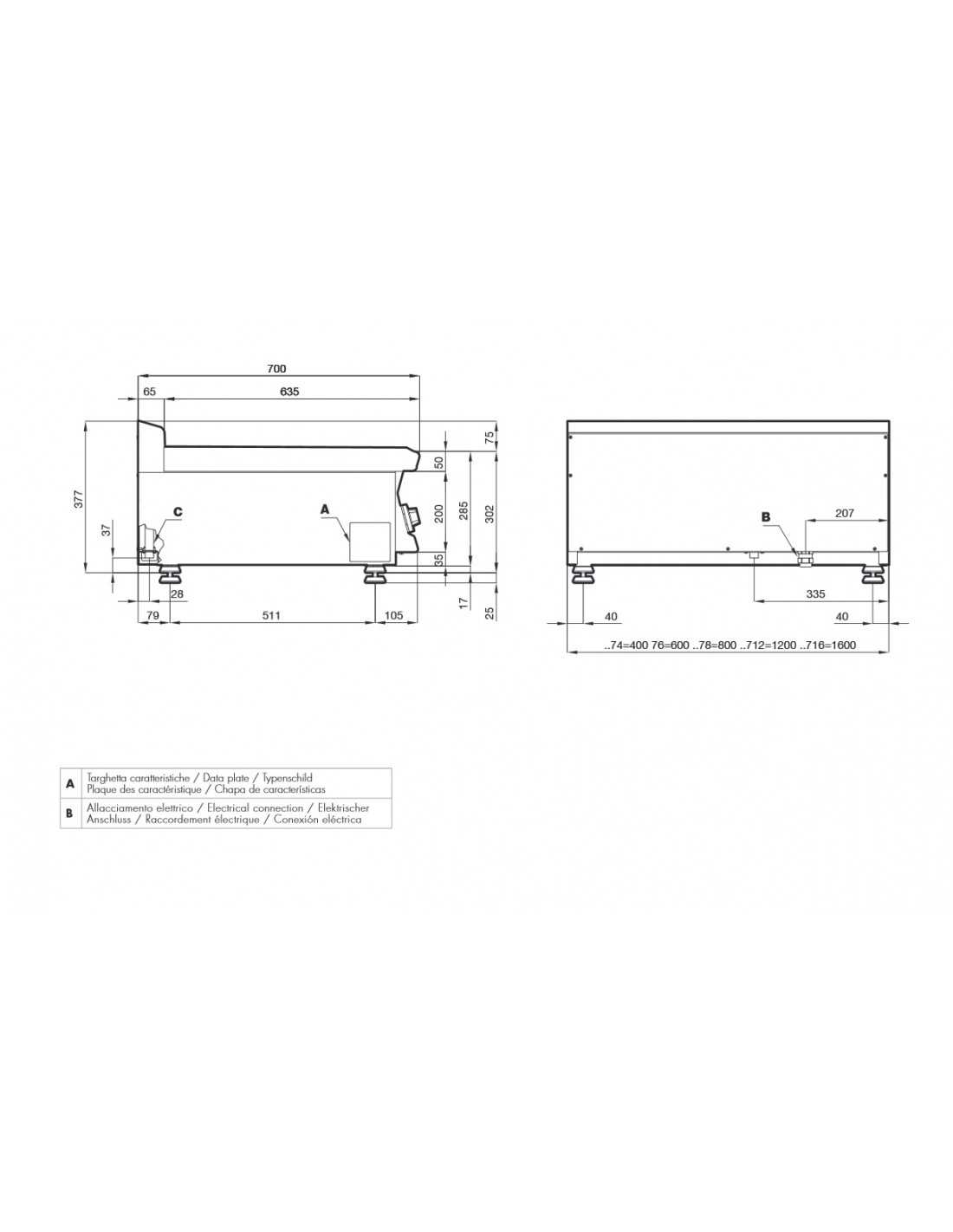 Piano cottura elettrico 2 piastre LOTUS - Mod. PC4ET