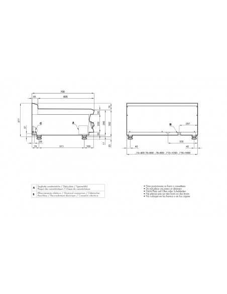 Induction kitchen - N. 4 plates - cm 80 x 70,5 x 28 h