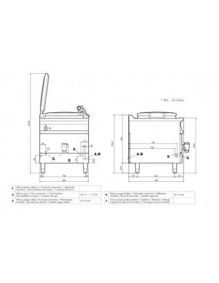 Olla profesional de gas - Capacidad lt 150 - Calentamiento indirecto - cm 80 x 90 x 90 h