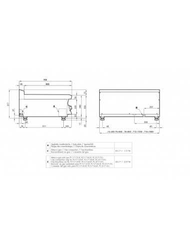 Cucina a gas - N. 6 fuochi - cm 120x70,5x28 h
