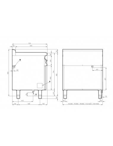 Paellero a gas - cm 80 x 70.5 x 90 h