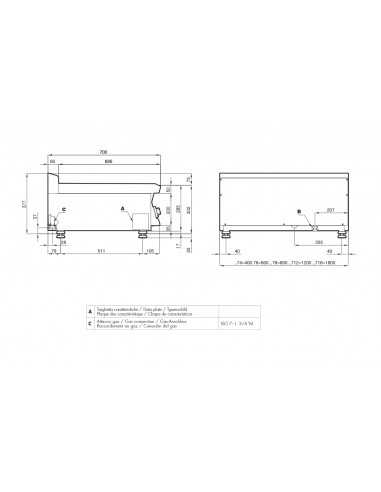 Paeller de gas - N. 1 fuego - cm 80x70,5x90 h