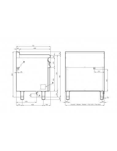 Gas cooker - Plate + N. 4 fires - Cm 120 x 70,5...