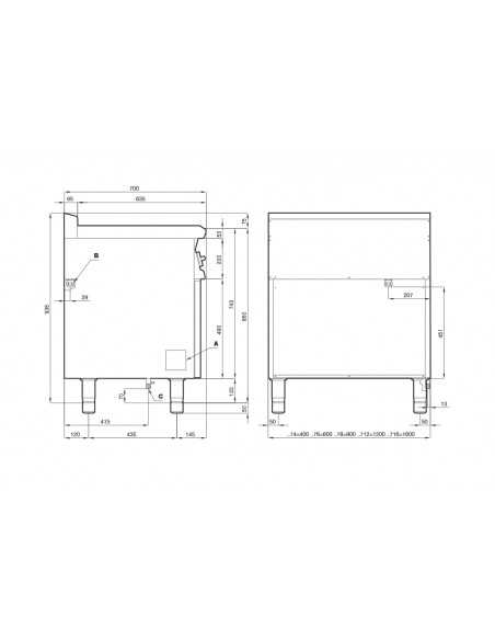 Gas cooker - Plate - N. 4 fires - Static gas oven - cm 120 x 70,5 x 90 h