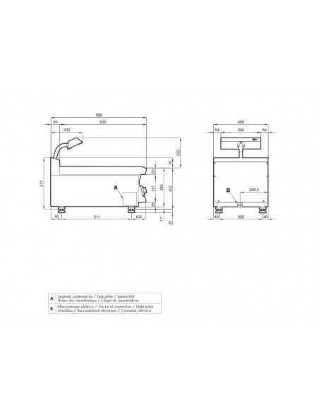 Calentador de patatas profesional con encimera eléctrica - cm 40 x 70,5 x 28 h