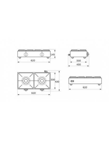 Plan de cocina - cm 62 x 33 x 15 h