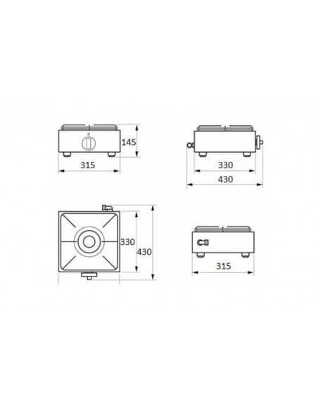 Plan de cocina - cm 31.5 x 33 x 15 h