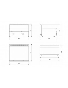 Gas Cuocypladine - Smooth chrome plate - cm 80 x 70 x 50 h 2