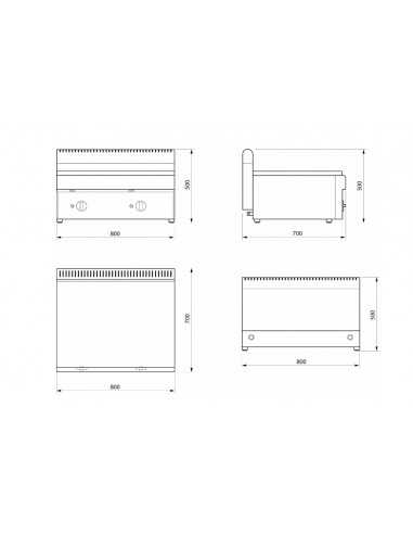 Gas Cuocypladine - Smooth chrome plate - cm 80...