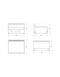 Fry top a gas - Piastra 1/2 liscia 1/2 rigata cromata -... 2