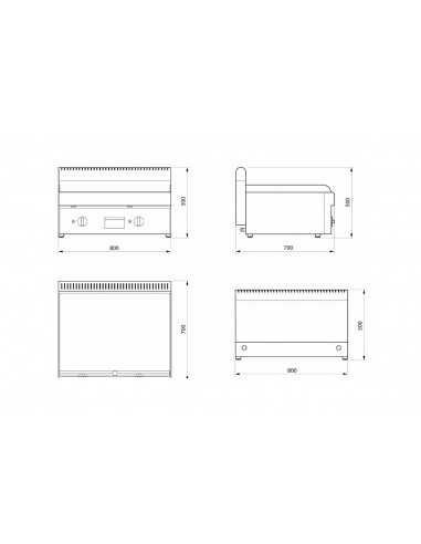 Fry top elettrico - Piastra 1/2 liscia 1/2...