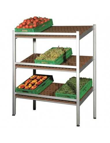 Espositore a parete - Ripiani inclinati - Per frutta e verdura - Ripiani 3 - cm 131 x 60 x 157h