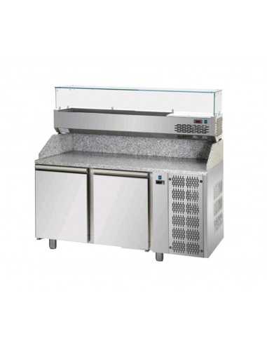 Mostrador para pizza 2 puertas - Vitrina - cm 161 x 80 x 149/156 h