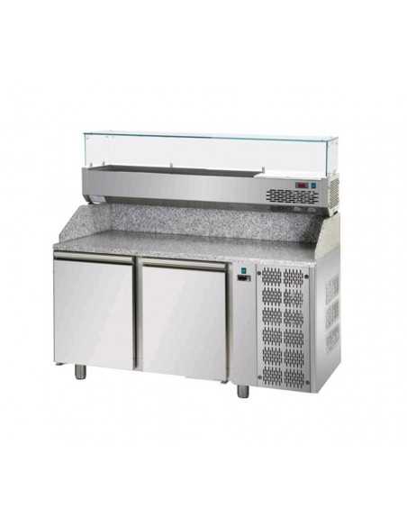 Banco pizza 2 porte - Vetrina - cm 161 x 80 x 149/156 h Banco pizza 2 porte - Vetrina - cm 161 x 80 x 149/156 h