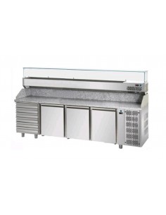 Banco pizza con 3 porte e 6 cassetti - Vetrina - cm 271 x 80 x 149/156 h 2