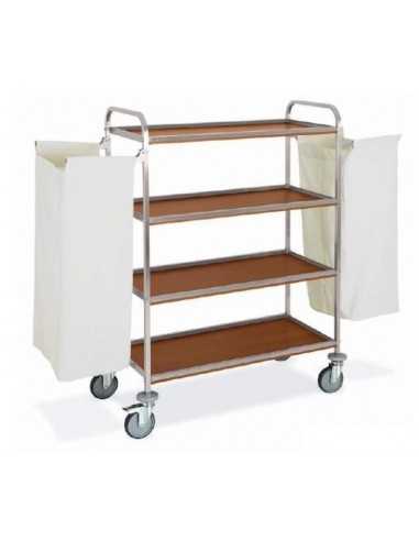 Carrello portabiancheria - N. 4 ripiani - N. 2 reggi sacco pieghevoli - Cm 81-120x52x137h