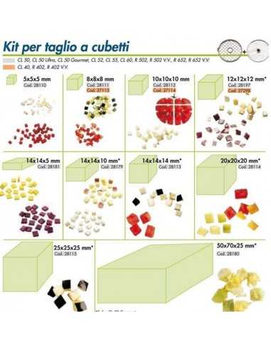 Disc for cubes - Diameter disc mm 175 - Consisting of 1 grid for cubes + 1 disc for slices - Cut thickness mm 10 x 10