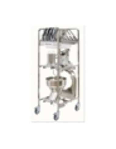 Trolley for accommodation of 16 discs and 3 hoppers (not included) - Supplied with 1 basin GN 1/1
