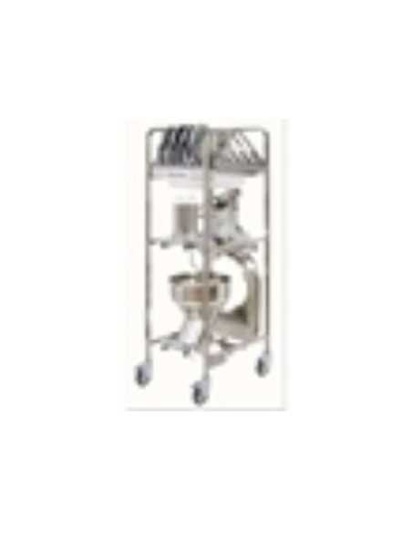 Trolley for accommodation of 16 discs and 3 hoppers (not included) - Supplied with 1 basin GN 1/1