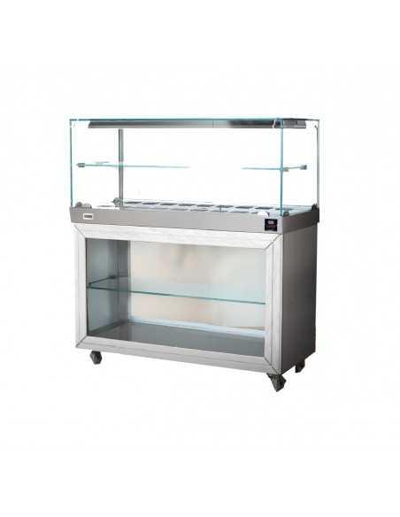 Hot display case - Open compartment - Straight glass - cm 130 x 53 x 135h