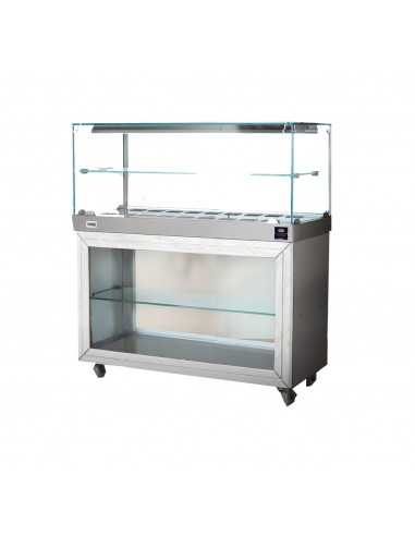 Vitrina cálida - Compartimento abierto - Vidrio recto - cm 200 x 70 x 135h