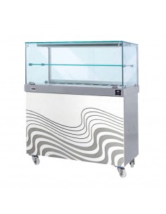 Hot display case - Curved glass - Closed compartment - cm 120 x 70 x 135h 2