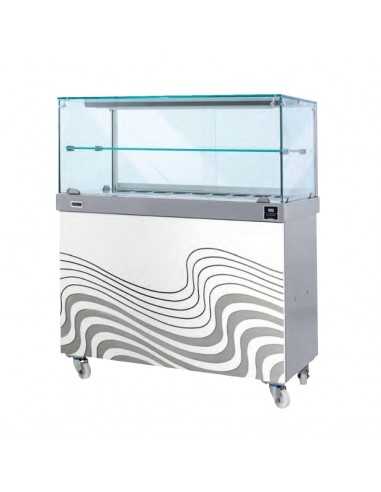 Vetrina calda con vetro curvo e vano chiuso - cm 120 x 70 x 135h
