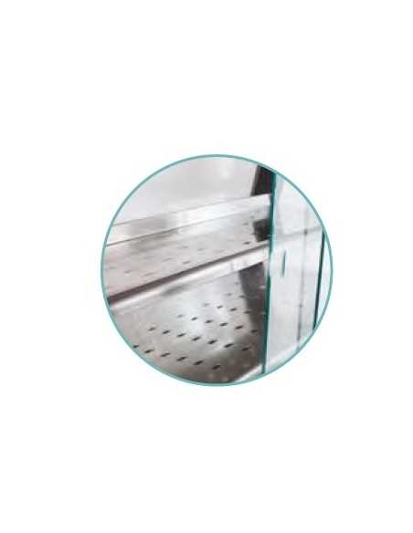 Vitrina caliente con 2 estantes y cristal curvado - Cm 240 x 53 x 60h