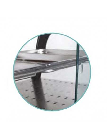 Espositore vetrina calda con 2 ripiani e vetro curvo - Cm 200 x 70 x 60 h