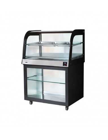 Hot display case - Open compartment - Curved glass - cm 100 x 53 x 140h