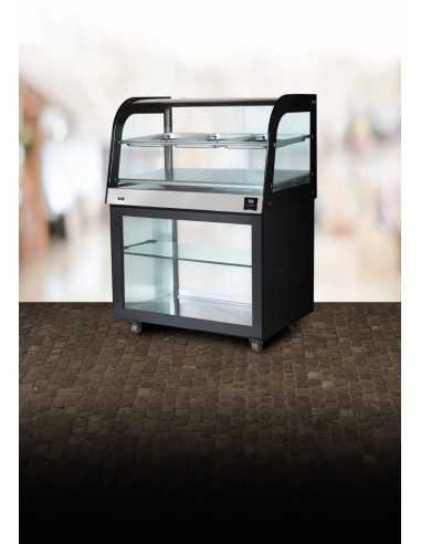 Hot display case - Open compartment - Curved glass - cm 100 x 53 x 140h