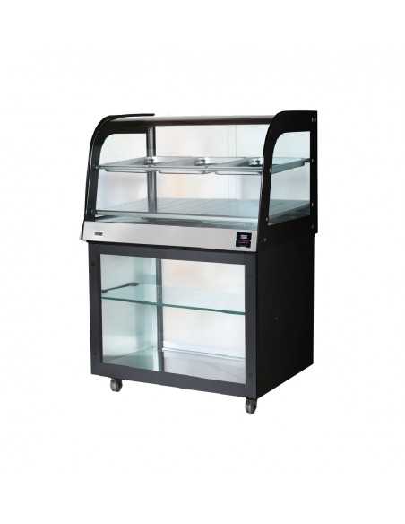 Heated display case - Open compartment - Curved glass - cm 100 x 70 x 140h