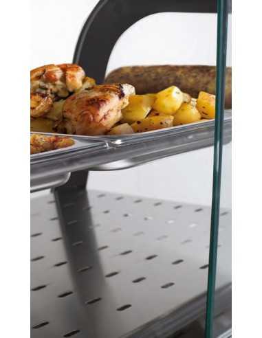 Vetrina calda con vano a giorno - Vetri curvi - cm 100 x 70 x 140h