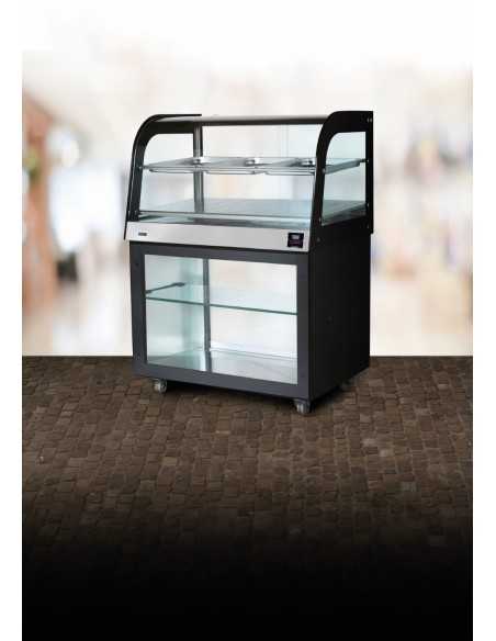 Heated display case - Open compartment - Curved glass - cm 100 x 70 x 140h