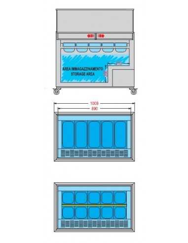 Ice cream display case - N. 3 or 6 trays - cm...